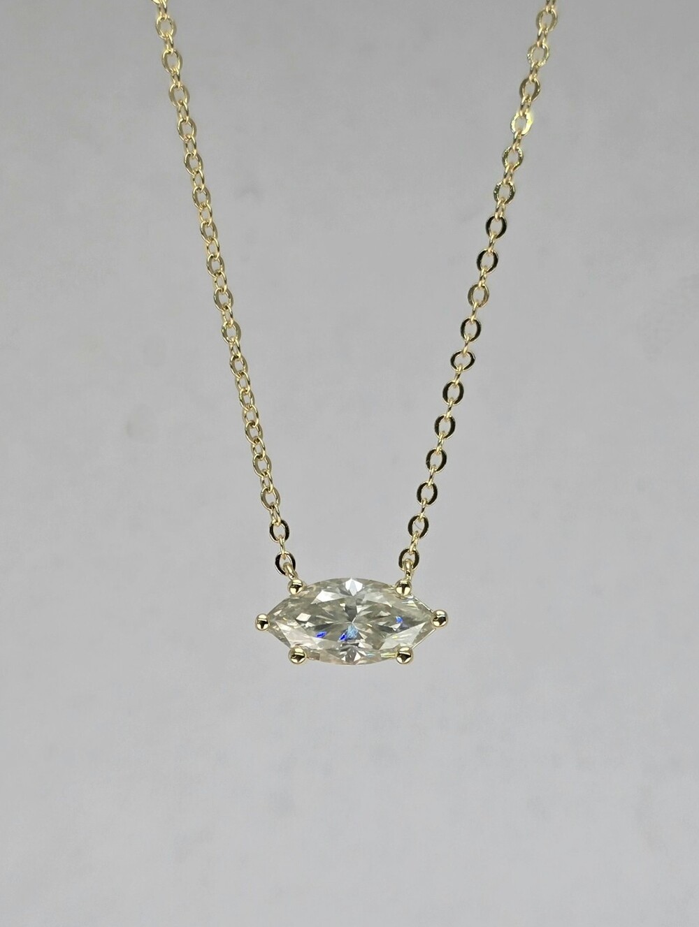 14k Gold-Filled with 2.0ctw Marquise-Cut Solitaire Moissanite Pendant Necklace